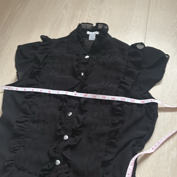 3/$10 Poetry Black Button Down Ruffled Top - Picture 6 of 8